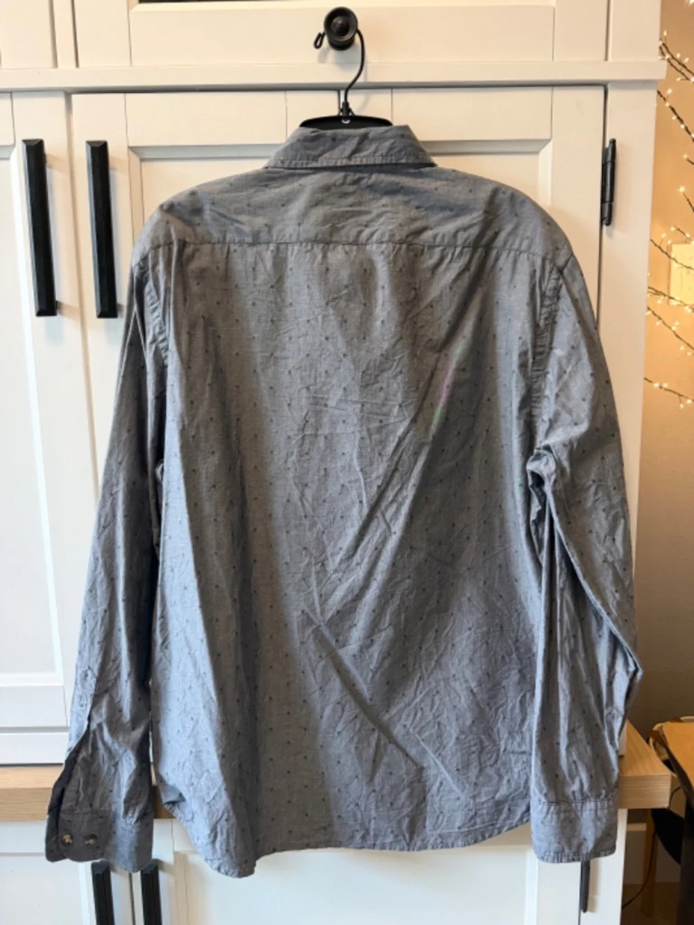 Banana Republic Untucked Fit Textured Dot Button Down Shirt Grey Men's L